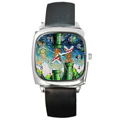 Cartoon Game Games Starry Night Doctor Who Van Gogh Parody Square Metal Watch by Modalart