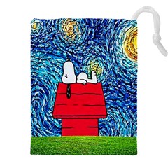 Cartoon Dog Starry Night Van Gogh Parody Drawstring Pouch (4xl) by Modalart