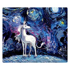 Unicorn Starry Night Print Van Gogh Two Sides Premium Plush Fleece Blanket (small) by Modalart