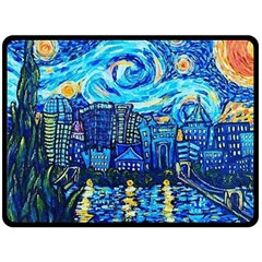 Starry Night Van Gogh Painting Art City Scape Fleece Blanket (large) by Modalart