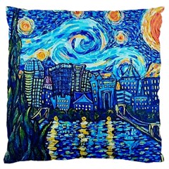 Starry Night Van Gogh Painting Art City Scape Large Cushion Case (one Side) by Modalart