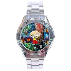 Cartoon Starry Night Vincent Van Gogh Stainless Steel Analogue Watch