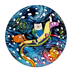 Adventure Time Art Starry Night Van Gogh Round Filigree Ornament (two Sides) by Modalart