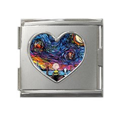 Cartoon Dog Vincent Van Gogh s Starry Night Parody Mega Link Heart Italian Charm (18mm)