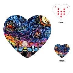 Cartoon Dog Vincent Van Gogh s Starry Night Parody Playing Cards Single Design (heart) by Modalart