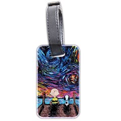 Cartoon Dog Vincent Van Gogh s Starry Night Parody Luggage Tag (two Sides) by Modalart