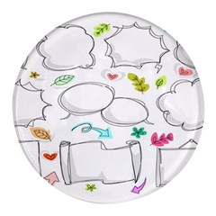 Set Chalk Out Chitchat Scribble Round Glass Fridge Magnet (4 Pack) by Pakjumat