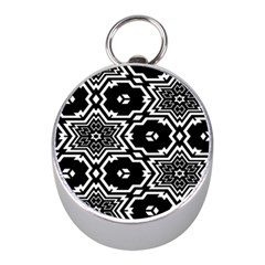Black And White Pattern Background Structure Mini Silver Compasses by Pakjumat