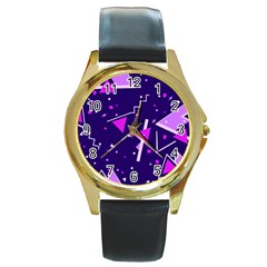 Memphis Pattern Geometric Abstract Round Gold Metal Watch by Pakjumat