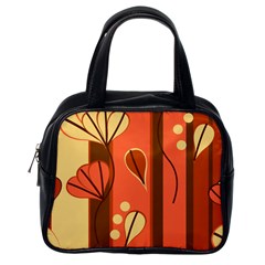 Amber Yellow Stripes Leaves Floral Classic Handbag (one Side) by Pakjumat