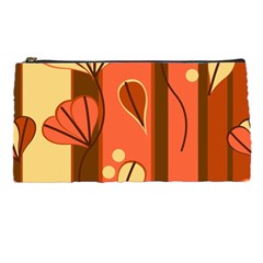 Amber Yellow Stripes Leaves Floral Pencil Case by Pakjumat