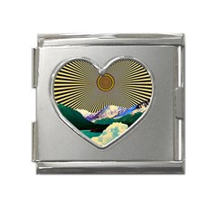 Surreal Art Psychadelic Mountain Mega Link Heart Italian Charm (18mm) by Modalart