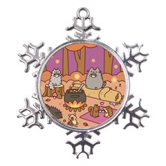 Pusheen Cute Fall The Cat Metal Large Snowflake Ornament by Modalart