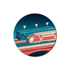 Bridge Transportation Train Toys Rubber Round Coaster (4 Pack) by Modalart