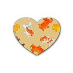 Gold Fish Seamless Pattern Background Rubber Coaster (heart) by Bedest