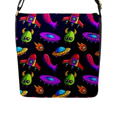 Space Pattern Flap Closure Messenger Bag (l)