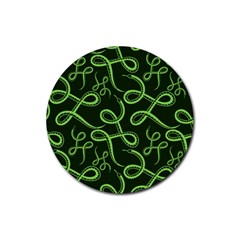 Snakes Seamless Pattern Rubber Round Coaster (4 Pack)