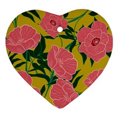 Pink Flower Seamless Pattern Ornament (heart)