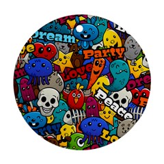 Graffiti Characters Seamless Pattern Round Ornament (two Sides)