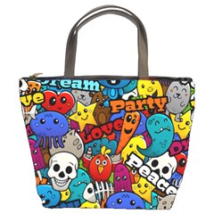 Graffiti Characters Seamless Pattern Bucket Bag