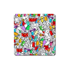 Graffity Characters Seamless Pattern Art Square Magnet