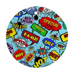 Comic Bubbles Seamless Pattern Ornament (round)