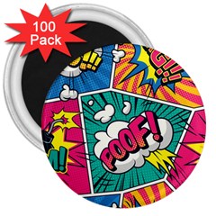 Comic Colorful Seamless Pattern 3  Magnets (100 Pack)