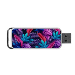 Background With Violet Blue Tropical Leaves Portable Usb Flash (two Sides)