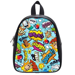 Comic Elements Colorful Seamless Pattern School Bag (small) by Bedest