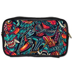 Vintage Tattoos Colorful Seamless Pattern Toiletries Bag (one Side)