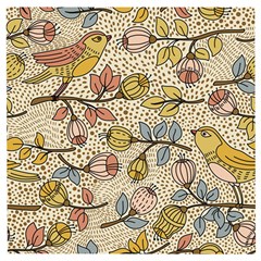 Seamless Pattern With Flower Bird Wooden Puzzle Square