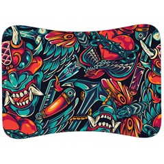 Vintage Tattoos Colorful Seamless Pattern Velour Seat Head Rest Cushion
