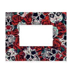 Vintage Day Dead Seamless Pattern White Tabletop Photo Frame 4 x6 