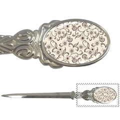 White And Brown Floral Wallpaper Flowers Background Pattern Letter Opener by Pakjumat