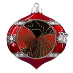 Red Gold Black Voracious Plant Leaf Metal Snowflake And Bell Red Ornament Front