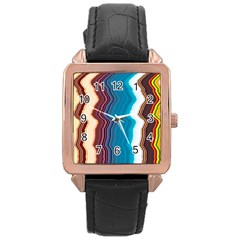 Line Vertical Lines Color Lines Rose Gold Leather Watch  by Pakjumat