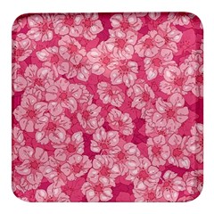 Cute Pink Sakura Flower Pattern Square Glass Fridge Magnet (4 Pack)