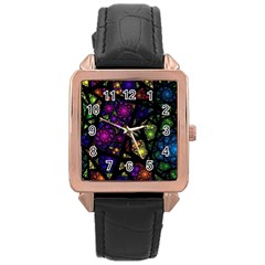 Stained Glass Crystal Art Rose Gold Leather Watch  by Pakjumat