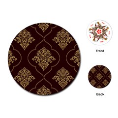 Vector Gold Ornament Pattern Seamless Damask Playing Cards Single Design (round) by Pakjumat