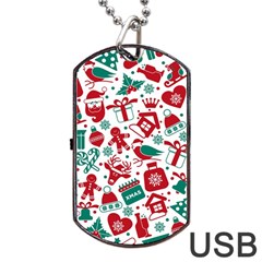 Background Vector Texture Christmas Winter Pattern Seamless Dog Tag Usb Flash (two Sides) by Pakjumat