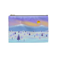 Vector Winter Landscape Sunset Evening Snow Cosmetic Bag (medium) by Pakjumat
