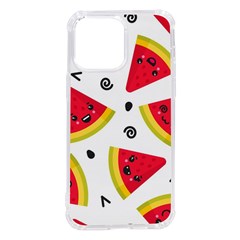 Cute Smiling Watermelon Seamless Pattern White Background Iphone 14 Pro Max Tpu Uv Print Case by Pakjumat