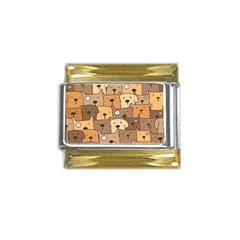 Cute Dog Seamless Pattern Background Gold Trim Italian Charm (9mm) by Pakjumat
