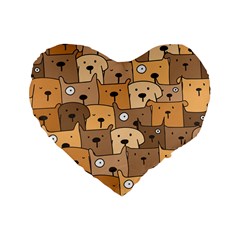 Cute Dog Seamless Pattern Background Standard 16  Premium Flano Heart Shape Cushions