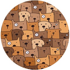 Cute Dog Seamless Pattern Background Uv Print Round Tile Coaster by Pakjumat