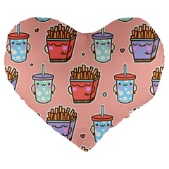 Cute Kawaii Food Seamless Pattern Large 19  Premium Heart Shape Cushions