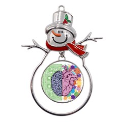 Brain Heart Balance Emotion Metal Snowman Ornament