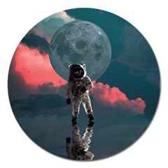 Astronaut Moon Space Nasa Planet Magnet 5  (round) by Maspions