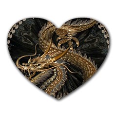 Fantasy Dragon Pentagram Heart Mousepad by Maspions