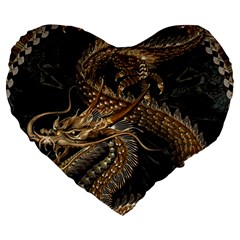 Fantasy Dragon Pentagram Large 19  Premium Heart Shape Cushions by Maspions
